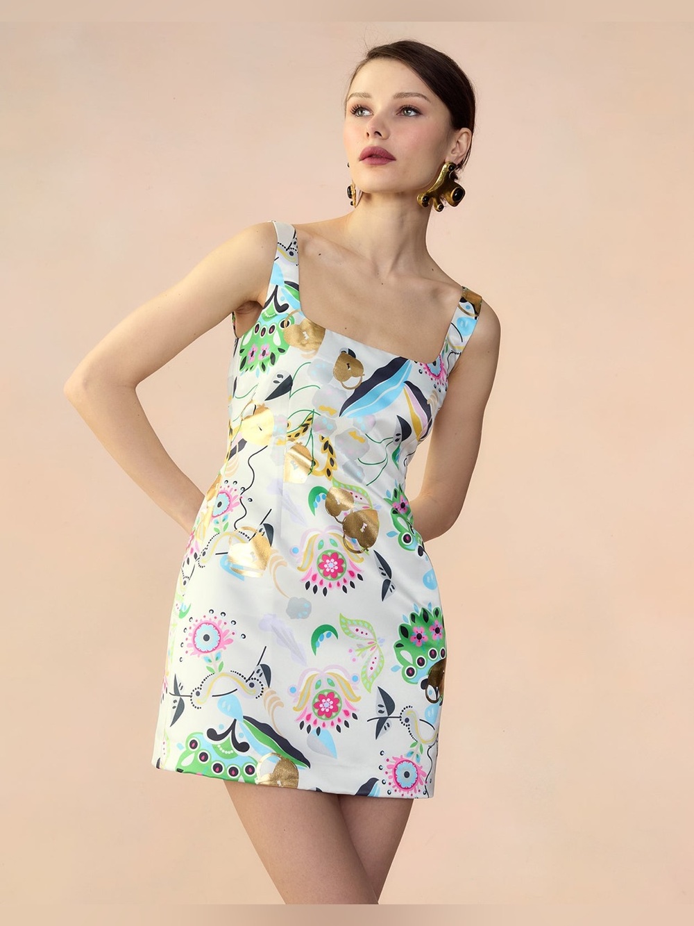 Anthropologie Cynthia Rowley Sleeveless Printed Mini Dress Size 2 Floral Hearts